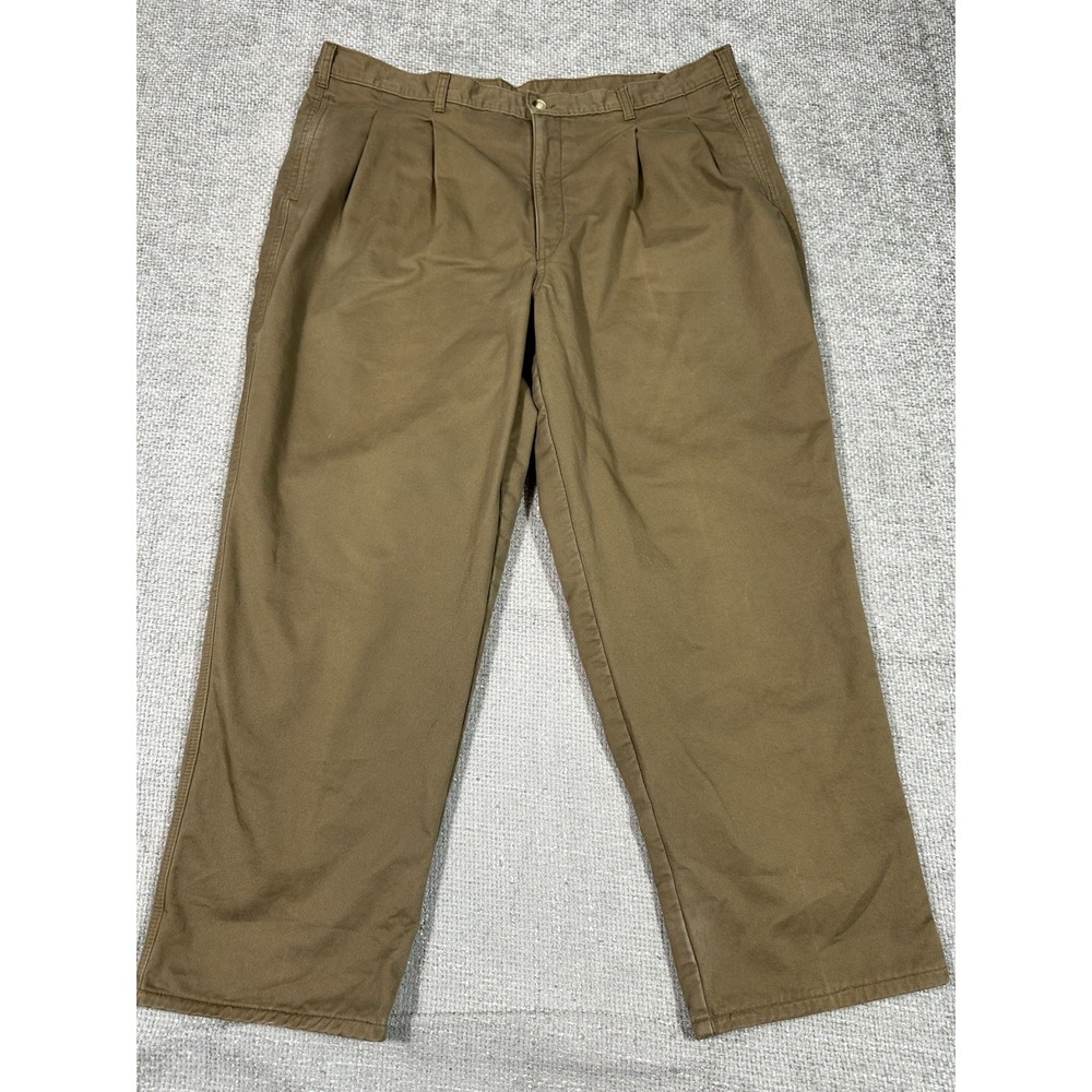 Vintage LL Bean Pants Mens 40x28 Khaki Flannel Lined Pleated Made In USA Outdoor